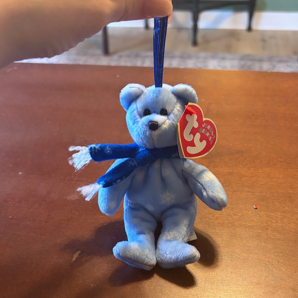 Ty Blue Plush Bear with Scarf